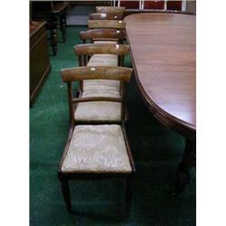 Set of six Victorian mahogany dining chairs on fluted tapering legs with single bar back, circa 1840