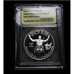 1996-p Paralympics (Wheel Chair Athlete) Proof Commemorative Dollar Graded PR70 DCAM