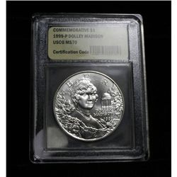1999-p Dolley Madison Silver Dollar Commemorative Graded ms70