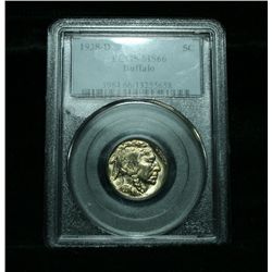 PCGS 1938-d Buffalo Nickel Graded Gem+ Uncirculated ms66  PCGS
