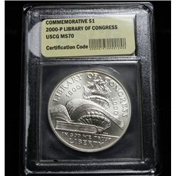 2000-p Library of Congress Commemorative Dollar Graded ms70