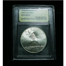 1992-p Olympic "Nolan Ryan" Commemorative Silver Dollar graded ms70