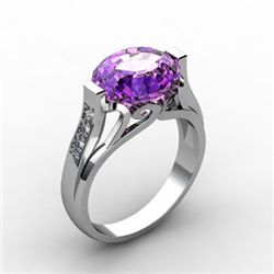 Genuine 4.59 ctw Amethyst Ring 10kt White or Yellow Gold