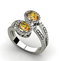 Citrine 1.23 ctw & Diamond Ring 14kt W/Y  Gold