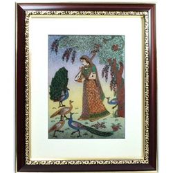 Indian Beauty  5 Art Craft Gemstone Painting Dim. 12x10"