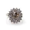 Natural  3.52 ctw Chocolate & Diamond Cluster Ring 14kt White Gold