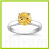 Genuine 1.30 ctw Citrine Solitaire Ring 14kt Gold-White approx 7mm