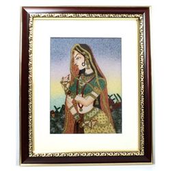 Indian Beauty  1 Art Craft Gemstone Painting Dim. 12x10"