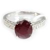 Image 1 : Genuine 4.66 ctw Ruby & Diamond  Ring 18kt Gold-White