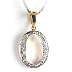 Genuine 0.14 ctw Alphabet Initial Letter O Diamond Necklace 16" 14kt Gold-Yellow
