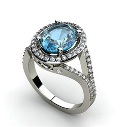 Aqua Marine 2.83 ctw & Diamond Ring 14kt W/Y  Gold