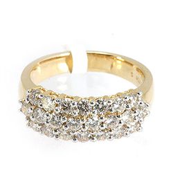 Genuine 1.450 ctw Pave Anniversary Diamond Ring 18kt Gold-Yellow