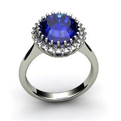 Sapphire 6.22 ctw & Diamond Ring 18kt W/Y  Gold