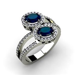 Sapphire1.53 ctw & Diamond Ring 18kt W/Y  Gold