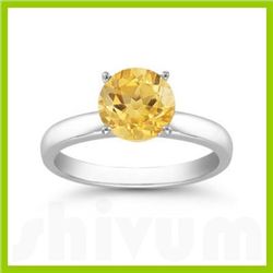 Genuine 1.30 ctw Citrine Solitaire Ring 14kt Gold-White approx 7mm