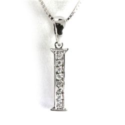 Genuine 0.06 ctw Alphabet Initial Letter I Diamond Necklace 16" 14kt Gold-White