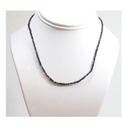 Natural 16.0 ctw Un-cut Diamond  Black  Bead Necklace