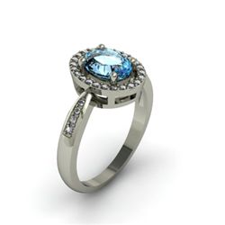 Aqua Marine 1.35 ctw & Diamond Ring 18kt W/Y  Gold