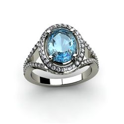 Topaz 4.08 ctw & Diamond Ring 14kt W/Y  Gold