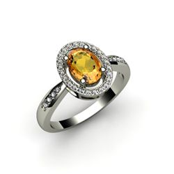 Citrine 1.50 ctw & Diamond Ring 14kt W/Y  Gold