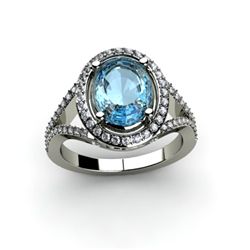 Topaz 4.08 ctw & Diamond Ring 18kt W/Y  Gold