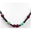 Image 2 : Natural  157.08 ctw Emerald, Ruby & Sapphire Bead Necklace