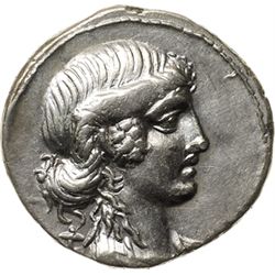 M. Plaetorius M. f. Cestianus. Denario, 67 a.C.