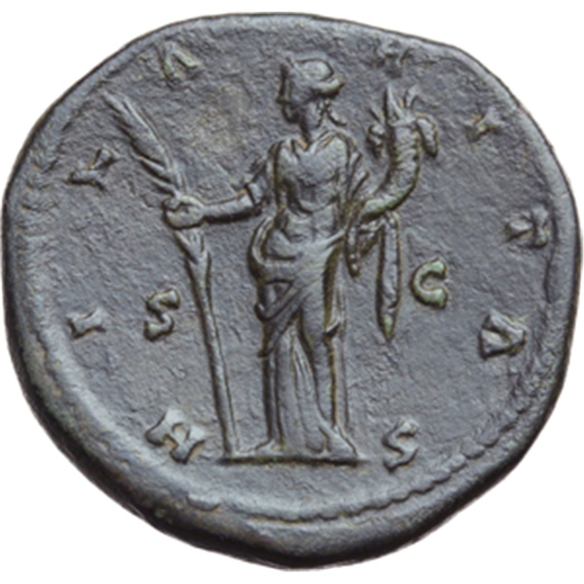 Lucilla, moglie di Lucio Vero (deceduta nel 183 d.C.). Sesterzio.