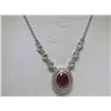 Image 1 : Ruby and .28 Carat Diamonds 14K White Gold Necklace