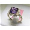 Image 1 : 14K Yellow Gold Amethyst and Diamonds Size 6 1/2 Ring