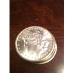 Six 1899 Brilliant Uncirculated Morgan Silver Dollars