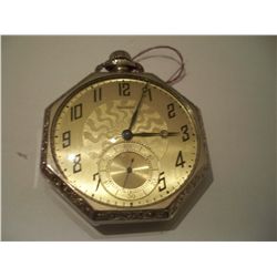 Vintage 1907 15 Jewel Waltham Pocket Watch In Hexagon 14K White Gold Filled Case