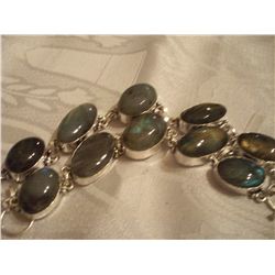 Sterling Silver Custom Made Bracelet W/Gemstones, Approx 105 Grams