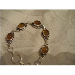 Sterling Silver Bracelet W/Gemstones, Approx 20 Grams