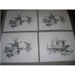 Set of Four Original Drawings
