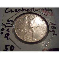 1948 Czechoslovakia 50 Korun - .500 Silver, BU