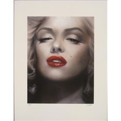 Shen Signed AP Print Marilyn Monroe Red Lips