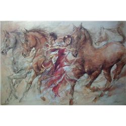 Benfield hand signed serigraph titled ESCAPADE II .