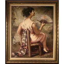 Jaime Carbonell Original Painting Woman in Chair