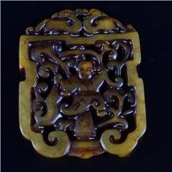 MWF1687 Vintage Handcarved jade pendant