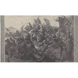 ORIGINAL Antique PRINT scene-THE ARABS CROSSING THE DA