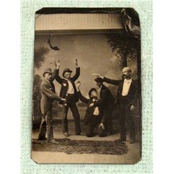 Antique Tintype Photo Robbery Scene on Stage