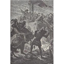 ORIGINAL Antique PRINT scene-BATTLE OF GERMAN KNIGHTS