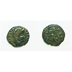 Constans Bronze roman coin. On obverse-CONSTANS PF AVG