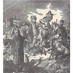 ORIGINAL Antique PRINT scene-CAPTURE OF AYESHA BY ALI