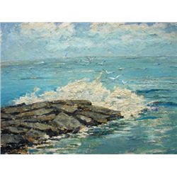 MWF1574 SEASCAPE OIL ON BOARD 14 X 11 believed to be a