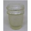 Image 1 : Heavy Lalique style Art Deco frosted glass vase with two cut glass clear octagonal rings, 21cm high