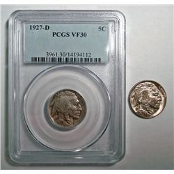 1927D Buffalo nickel  VF30  PCGS  XF GS bid = $62