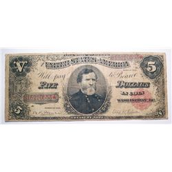 1891 $5 Treasury or coin note VG/ Fine