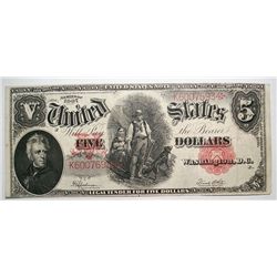 1907 $5 US note  VF+